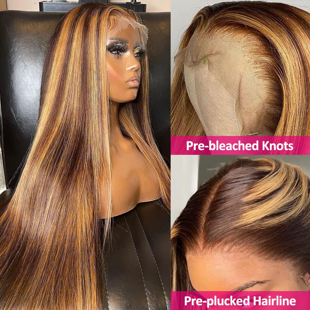 Hot Selling Highlight Brown Color Human Hair 13x4 Lace Front Wig | hairlightchic