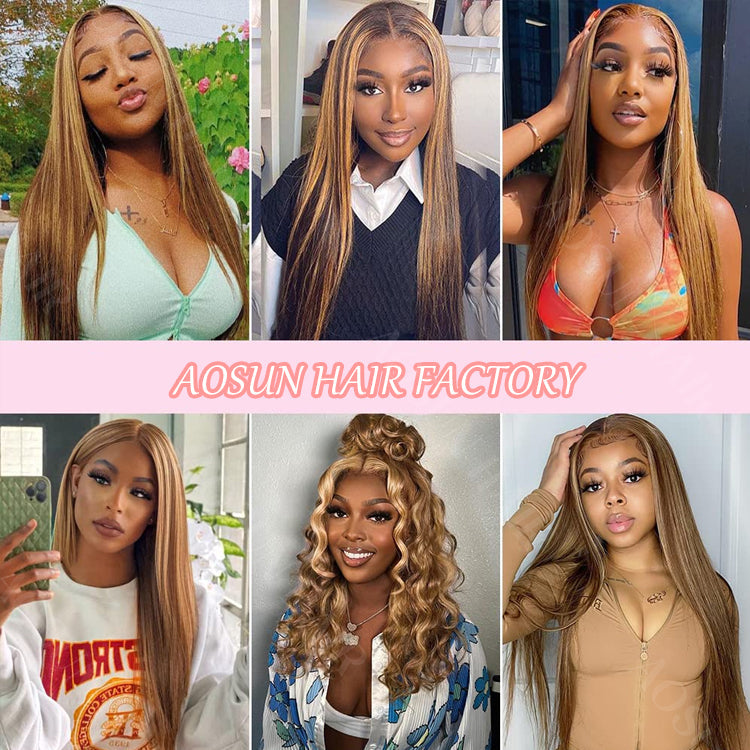 Hot Selling Highlight Brown Color Human Hair 13x4 Lace Front Wig | hairlightchic