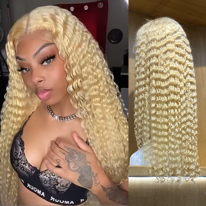 #613 Blonde Deep Wave Lace Wigs 13x4 Virgin Human Hair Wigs.