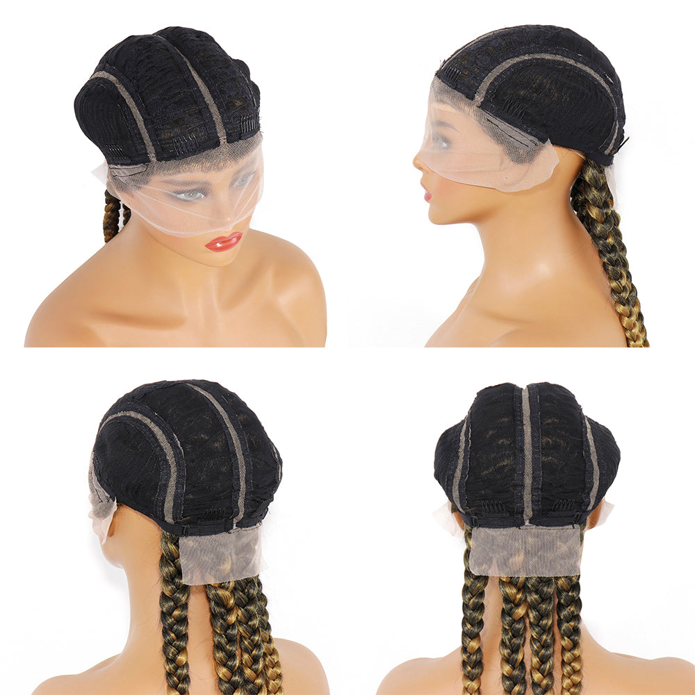 27# Synthetic Braided T4/27# Lace Wigs Natural Black and Grey/613 Color 28 Inch with Baby Hair for Fashion Black Women 4# Color