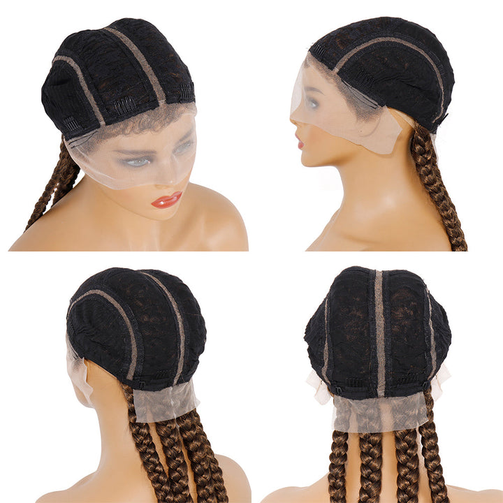 27# Synthetic Braided T4/27# Lace Wigs Natural Black and Grey/613 Color 28 Inch with Baby Hair for Fashion Black Women 4# Color