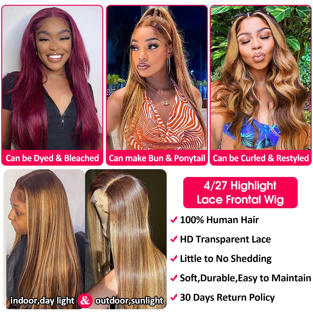 Hot Selling Highlight Brown Color Human Hair 13x4 Lace Front Wig | hairlightchic