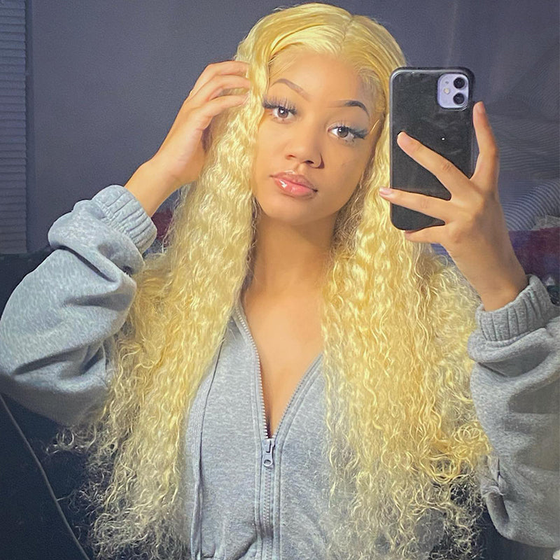 #613 Blonde Deep Wave Lace Wigs 13x4 Virgin Human Hair Wigs.