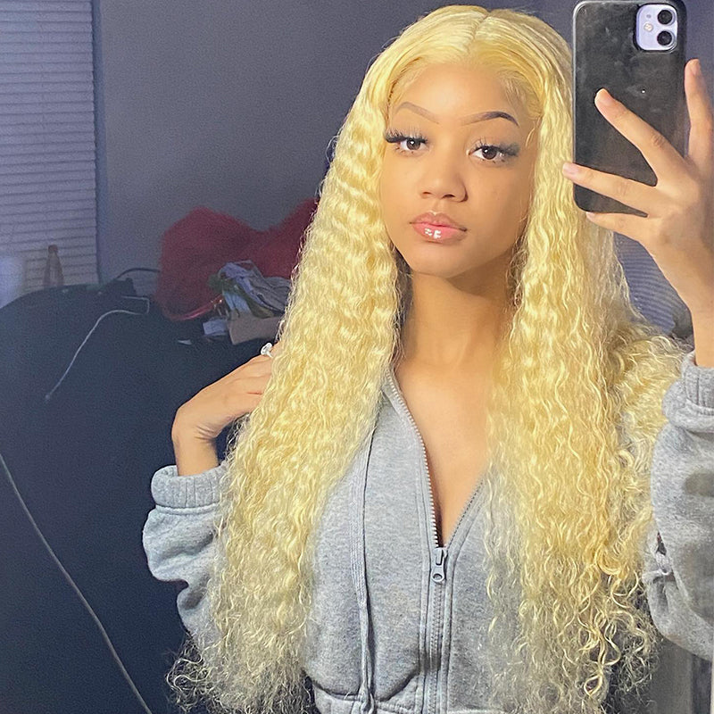 #613 Blonde Deep Wave Lace Wigs 13x4 Virgin Human Hair Wigs.
